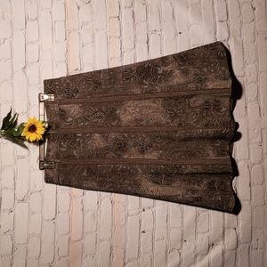 Simply French lined skirt a-line paisley grey blue Sz 8